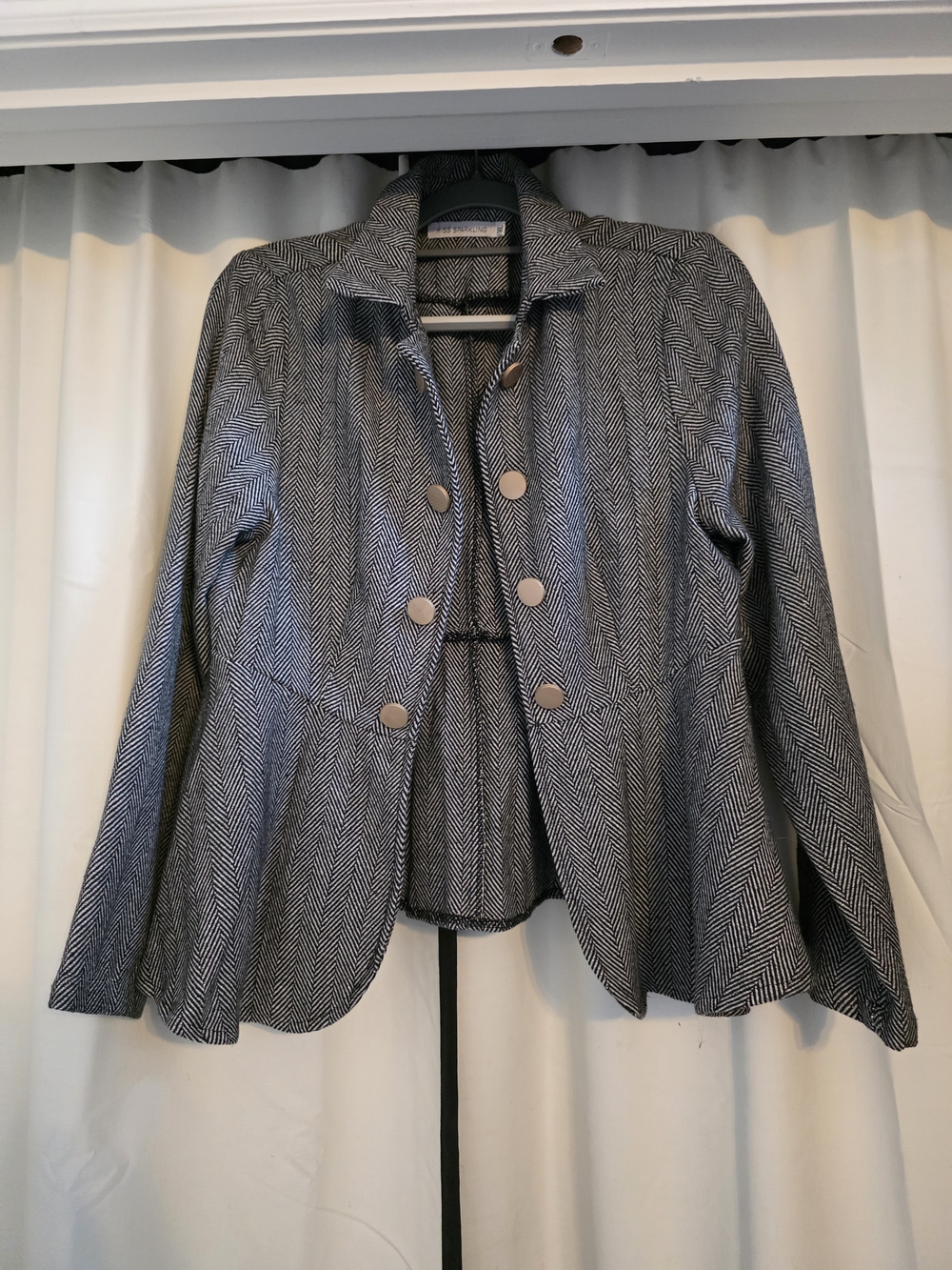 Tailored Herringbone Notch-Collar Blazer - Gray